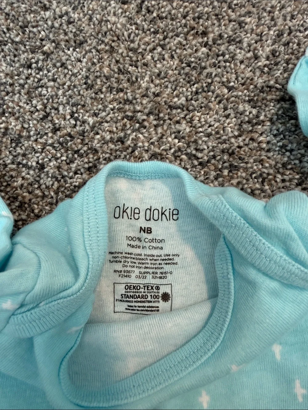 okie dokie Light Blue Baby Sleep Sack with Tiny White Dots